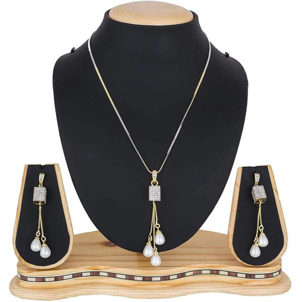 Brass Jewel Set (Gold, White) ClothsVilla
