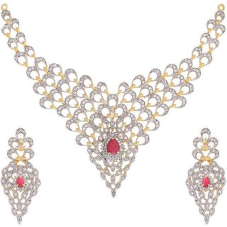 Brass Jewel Set (Pink, White) ClothsVilla