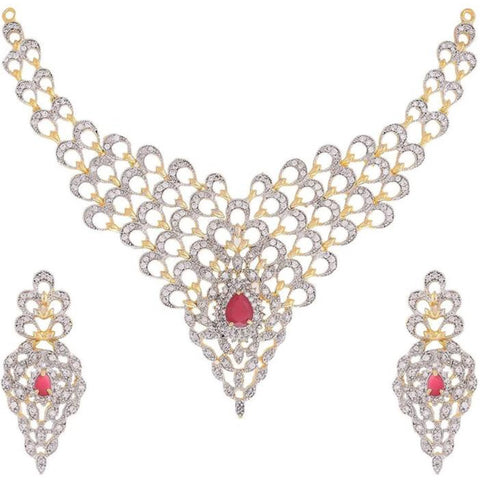 Brass Jewel Set (Pink, White) ClothsVilla Main image