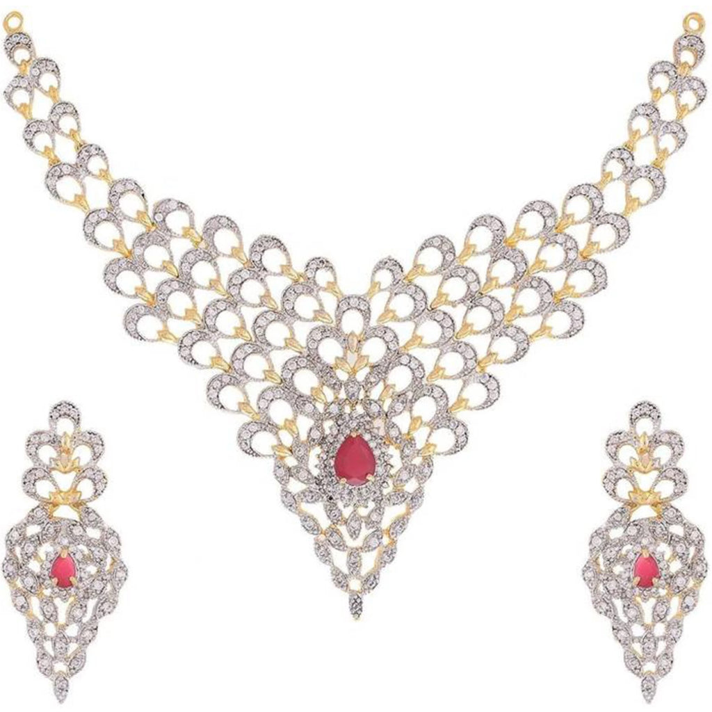 Brass Jewel Set (Pink, White) ClothsVilla