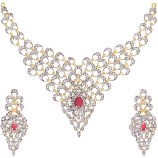 Brass Jewel Set (Pink, White) ClothsVilla