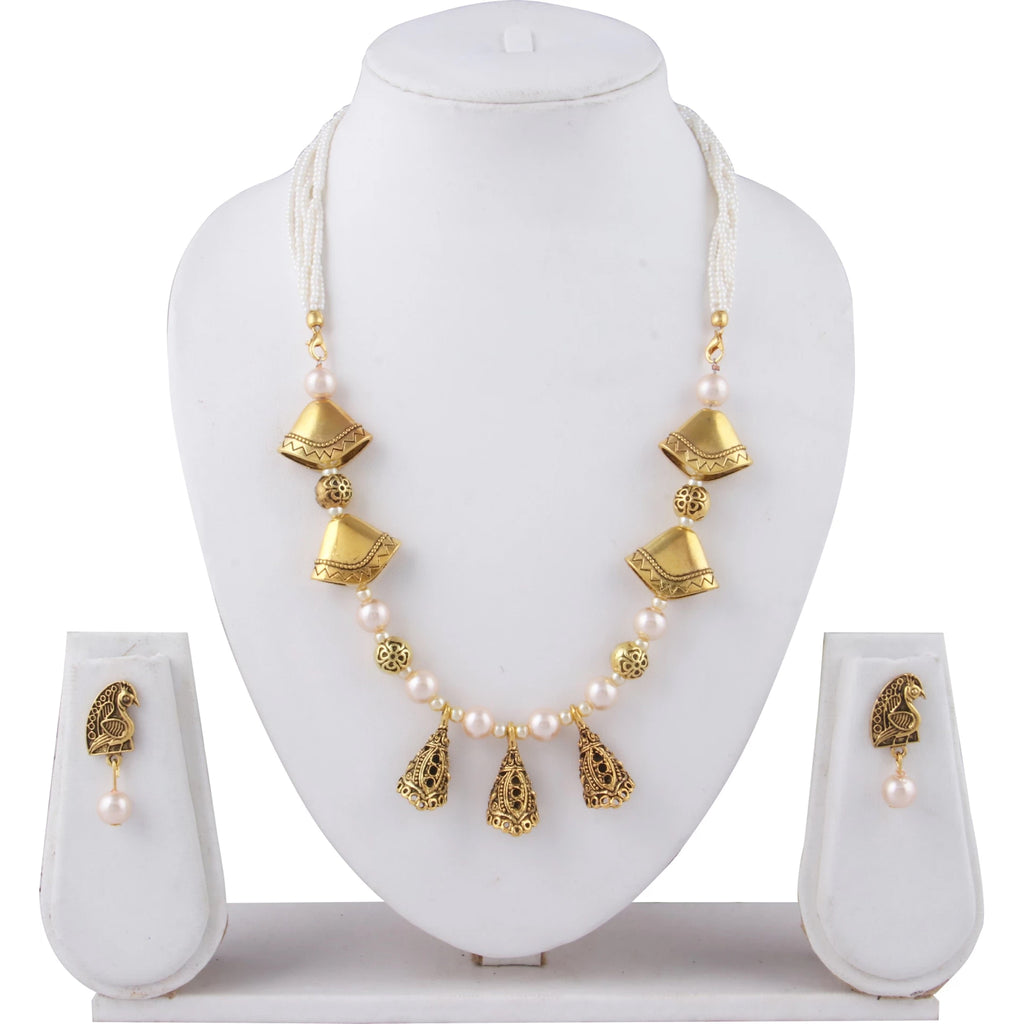 Brass Jewel Set (White and Gold) ClothsVilla