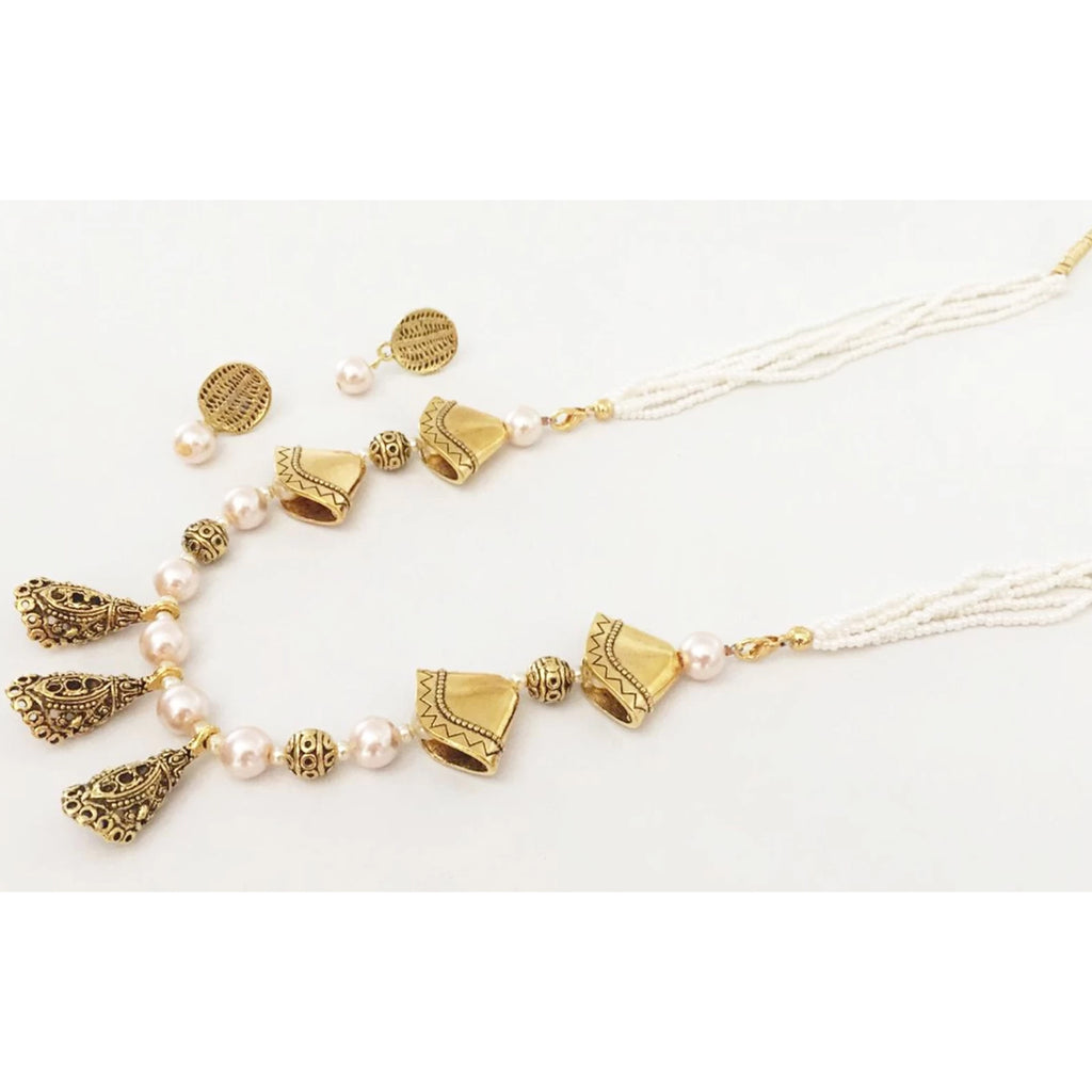 Brass Jewel Set (White and Gold) ClothsVilla