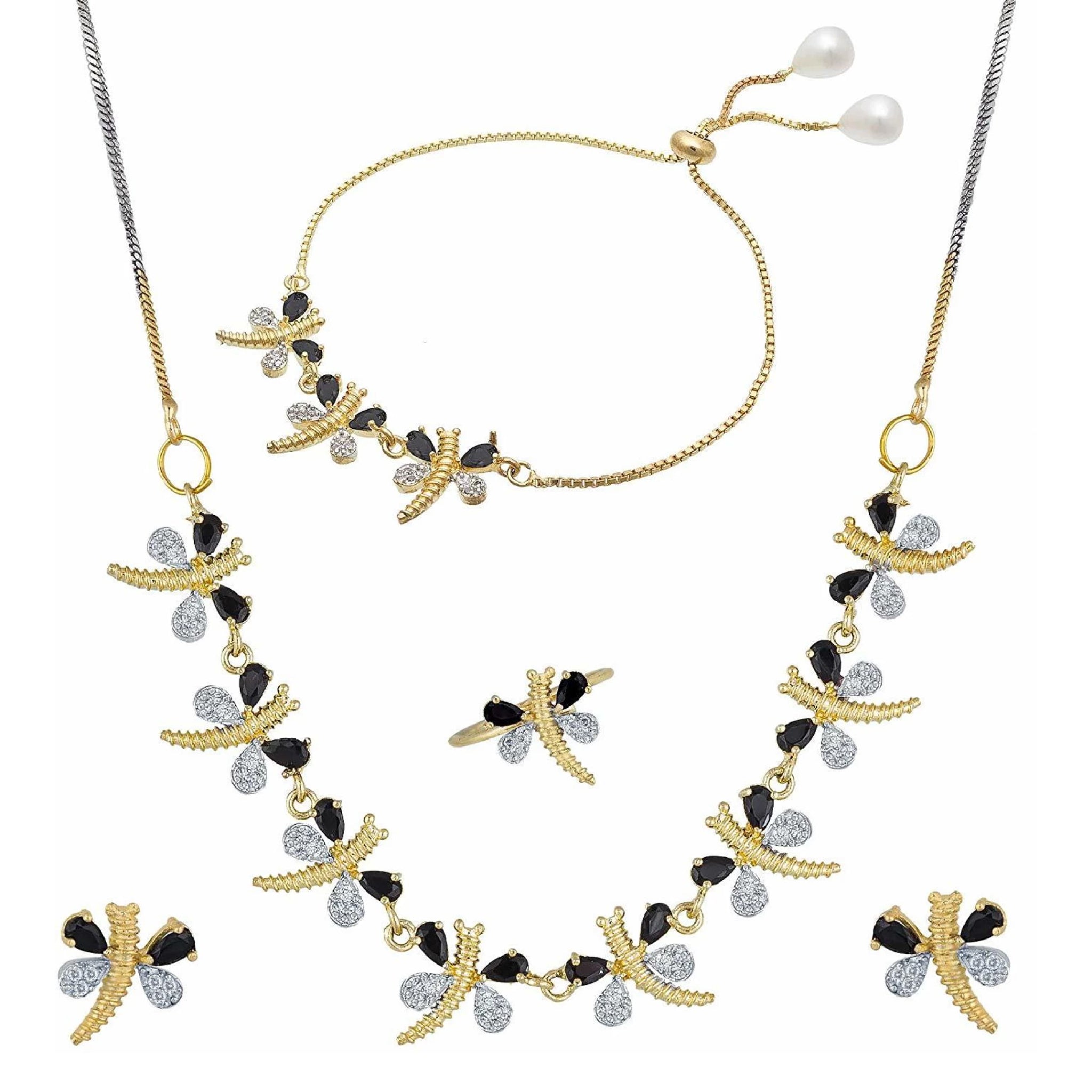 Brass Jewel Set (White, Black) ClothsVilla Main image
