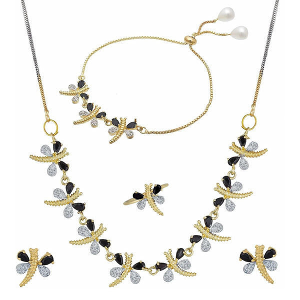 Brass Jewel Set (White, Black) ClothsVilla