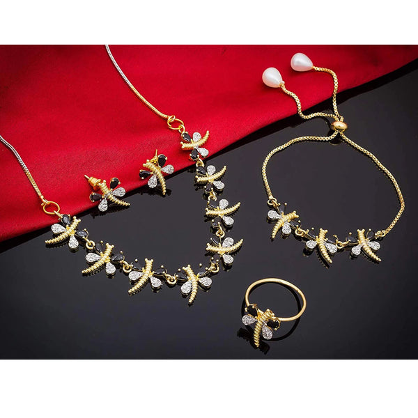 Brass Jewel Set (White, Black) ClothsVilla
