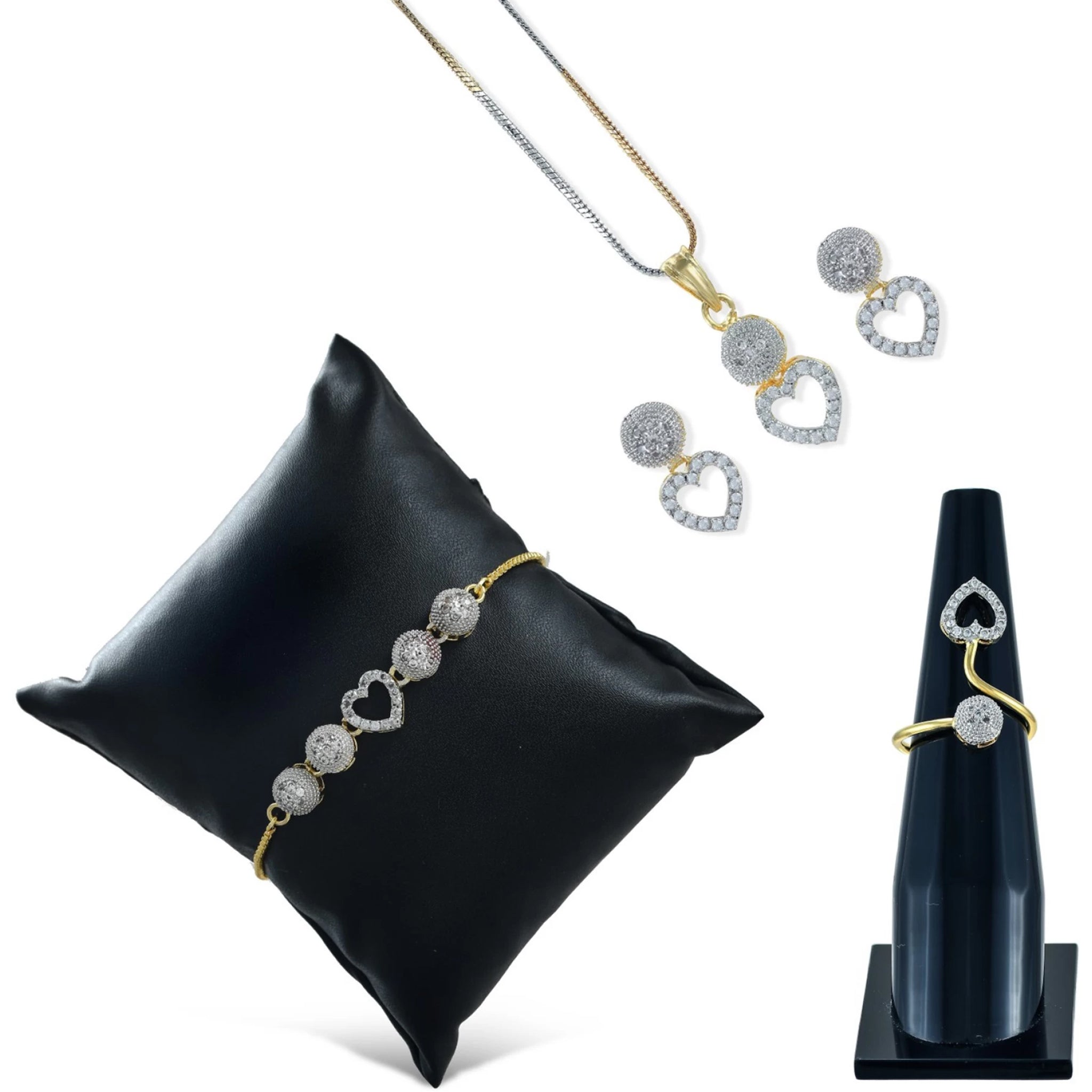 Brass Jewel Set (White, Gold) ClothsVilla Main image
