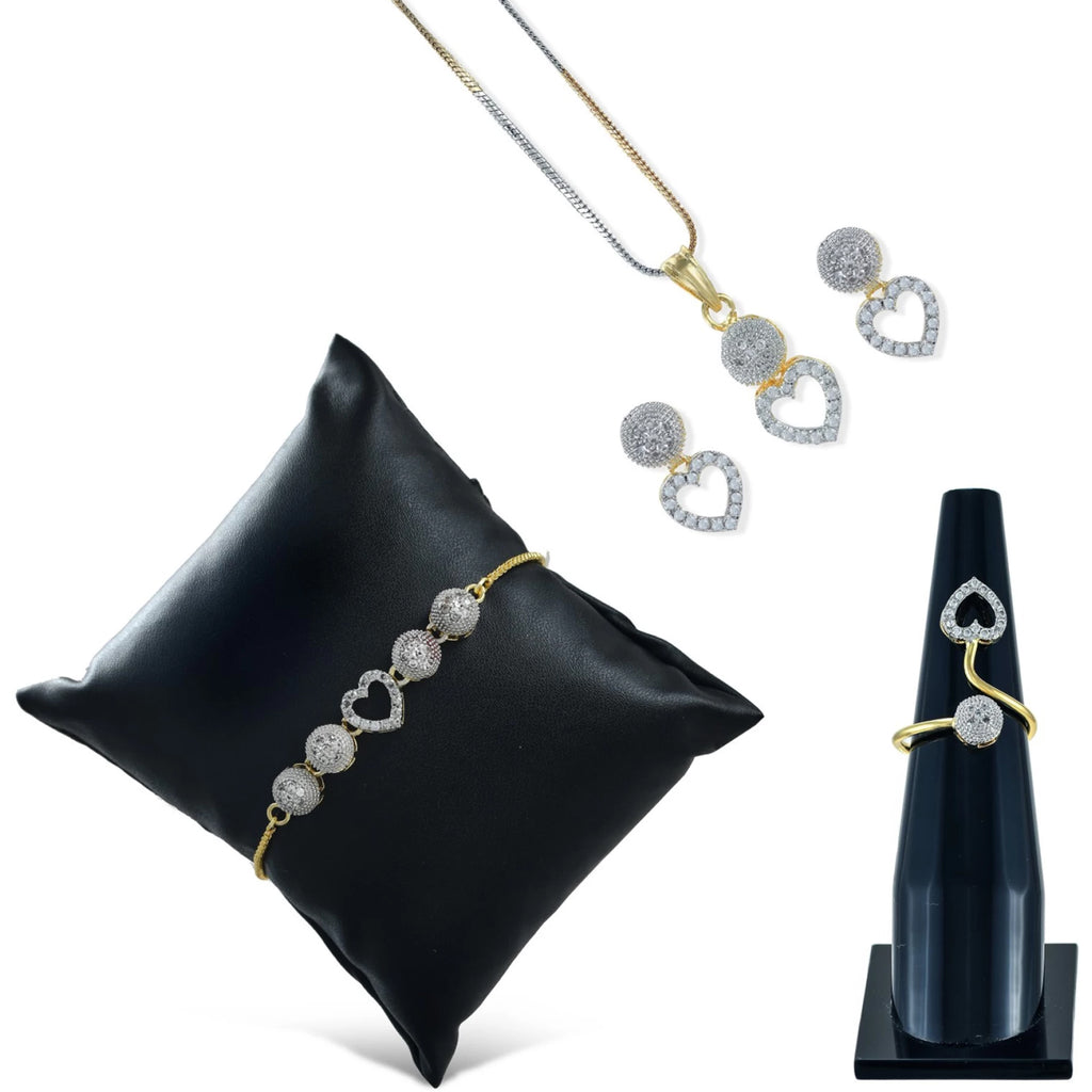 Brass Jewel Set (White, Gold) ClothsVilla