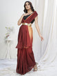 Load image into Gallery viewer, Brown-Orange Lycra Based Saree ClothsVilla