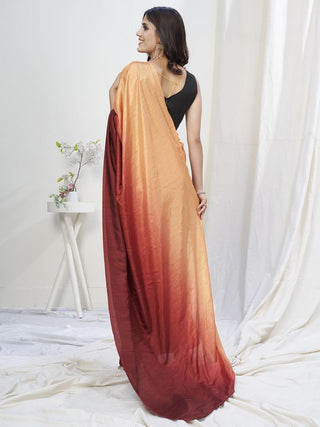 Brown-Orange Lycra Based Saree ClothsVilla