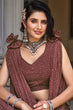 Load image into Gallery viewer, Brown Color Foil Work Lehenga Choli with Stylish attached Dupatta ClothsVilla.com