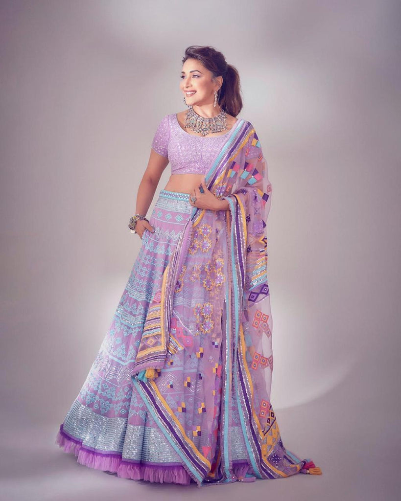 Purple Color Bollywood Lehenga Choli with Heavy Embroidery work ClothsVilla