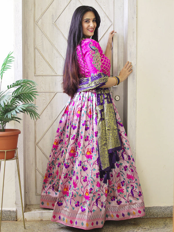 Purple Color Weaving Zari Work Jacquard Paithani Lehenga Choli Set Clothsvilla