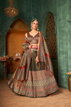 Load image into Gallery viewer, Captivating Green Digital Printed Silk Reception Wear Lehenga Choli ClothsVilla