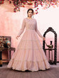 Load image into Gallery viewer, Casual Wear Dusty Pink Santoon Flared Gown With Fancy Sequins ClothsVilla