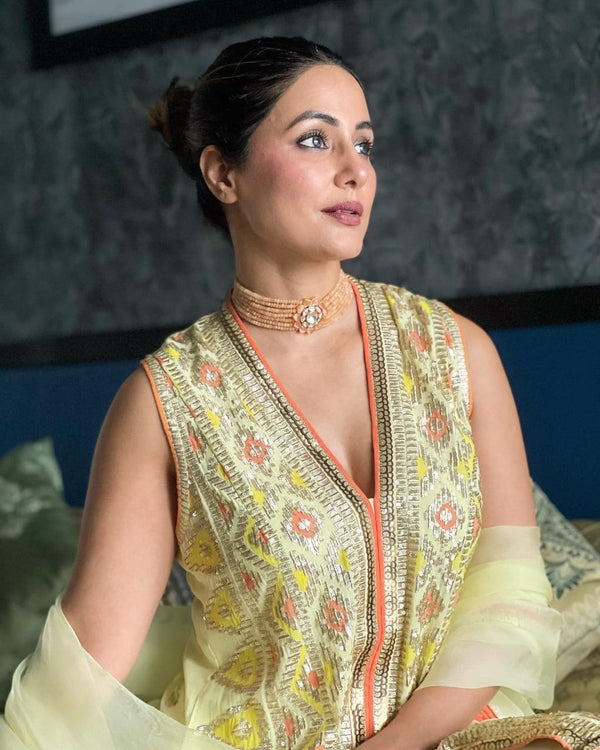 Celebrity Wear Yellow Color Sequence Work Sharara Suit Clothsvilla