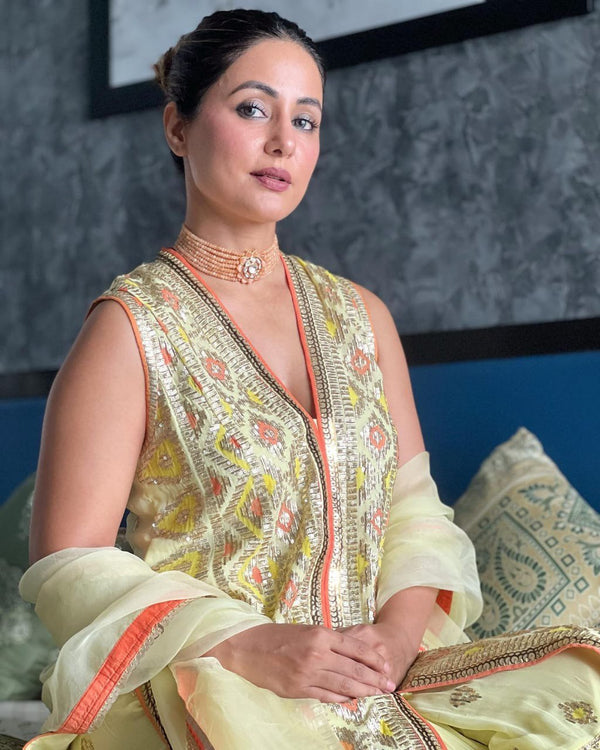 Celebrity Wear Yellow Color Sequence Work Sharara Suit Clothsvilla