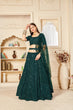Load image into Gallery viewer, Charming Green Thread And Sequins Embroidered Georgette Semi Stitched Lehenga ClothsVilla