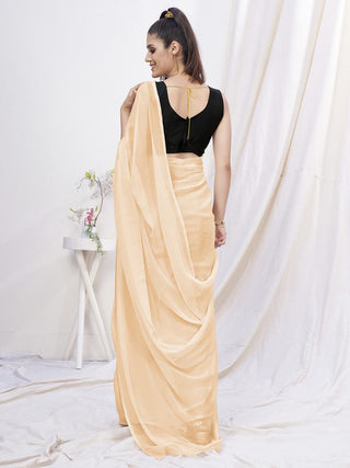 Classy Cream Pre-Stitched Blended Silk Saree ClothsVilla