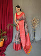 Load image into Gallery viewer, Copper Rose Saree in Banarasi Silk with Kalamkari Prints Clothsvilla
