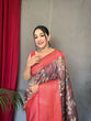 Load image into Gallery viewer, Copper Rose Saree in Banarasi Silk with Kalamkari Prints Clothsvilla