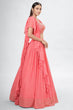 Load image into Gallery viewer, Coral Indian Georgette Lehenga Choli With Ruffle Dupatta For Indian Festival &amp; Weddings - Sequence Embroidery Work, Mukaish Work Clothsvilla