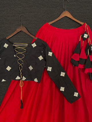 Red Color Pure Cotton Crop Top Latest Lehenga Choli Clothsvilla