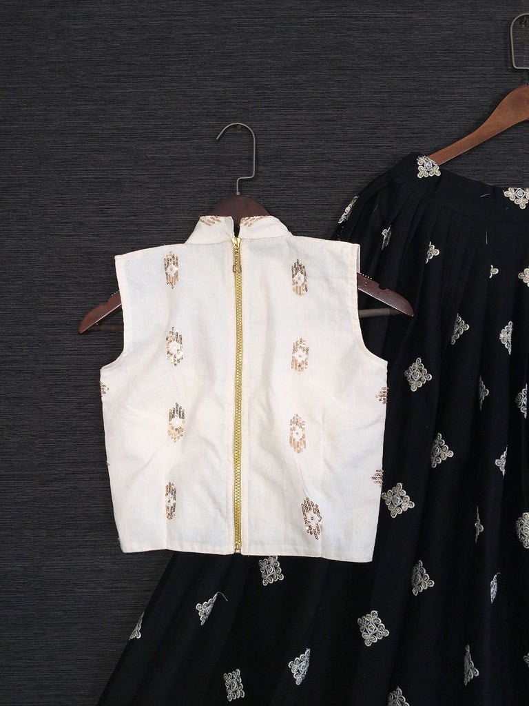 Black Embroidered Pure Cotton Co-ord Set Lehenga Choli Clothsvilla