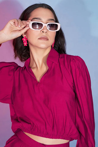 Cute Deep Pink Viscose Rayon Self Design Co-Ord Set For Women ClothsVilla.com