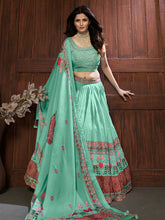 Load image into Gallery viewer, Sea Green Chinon Embroidered Designer Lehenga Clothsvilla