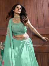 Load image into Gallery viewer, Sea Green Chinon Embroidered Designer Lehenga Clothsvilla