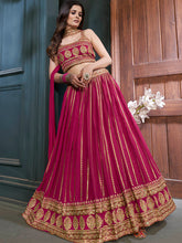 Load image into Gallery viewer, Pink Georgette Embroidered Designer Lehenga Clothsvilla