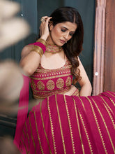 Load image into Gallery viewer, Pink Georgette Embroidered Designer Lehenga Clothsvilla