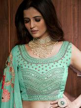 Load image into Gallery viewer, Sea Green Chinon Embroidered Designer Lehenga Clothsvilla