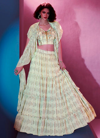 Amazing Cream Color Art Silk Fabric Party Wear Lehenga Clothsvilla