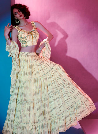 Amazing Cream Color Art Silk Fabric Party Wear Lehenga Clothsvilla
