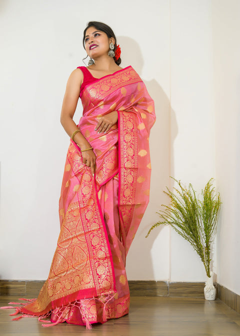 Organza Chaap Woven Dusty Pink Clothsvilla Main image