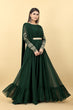 Load image into Gallery viewer, Dark Green Embroidery Sequence Work Gown Clothsvilla