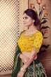 Load image into Gallery viewer, Dark Green Multi Rubber Foil Embroidered Silk Semi Stitched Wedding Lehenga ClothsVilla