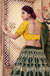 Load image into Gallery viewer, Dark Green Multi Rubber Foil Embroidered Silk Semi Stitched Wedding Lehenga ClothsVilla