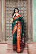 Load image into Gallery viewer, Dark Green Printed Wedding Events Patola Silk Saree ClothsVilla