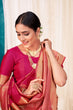 Load image into Gallery viewer, Dark Pink Festive Wear Woven Banarasi Silk Saree ClothsVilla