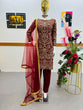 Load image into Gallery viewer, Dark Red Salwar Suit in Faux Georgette with Dupatta Clothsvilla