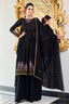 Dark Blue Georgette Thread And Sequins Embroidered Kurta Palazzo Set ClothsVilla.com