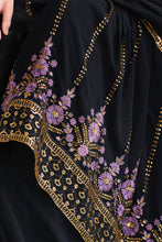 Load image into Gallery viewer, Dark Blue Georgette Thread And Sequins Embroidered Kurta Palazzo Set ClothsVilla.com