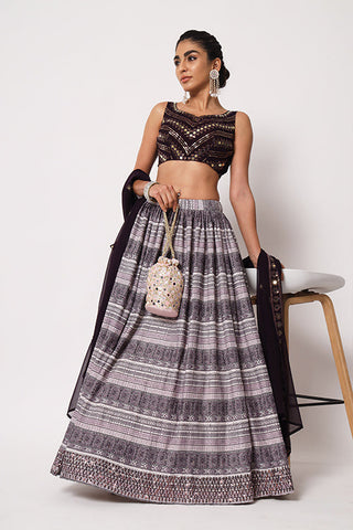 Dark Purple Art Silk Sequence Embroidered Work Lehenga Choli ClothsVilla.com