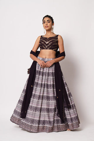 Dark Purple Art Silk Sequence Embroidered Work Lehenga Choli ClothsVilla.com