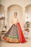 Dazzling Navy Blue Color Sangeet Wear Digital Printed Work Art Silk Lehenga Choli ClothsVilla
