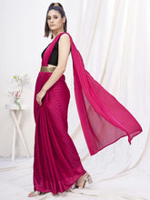 Load image into Gallery viewer, Deep Rani Pink Pre-Stitched Blended Silk Saree ClothsVilla
