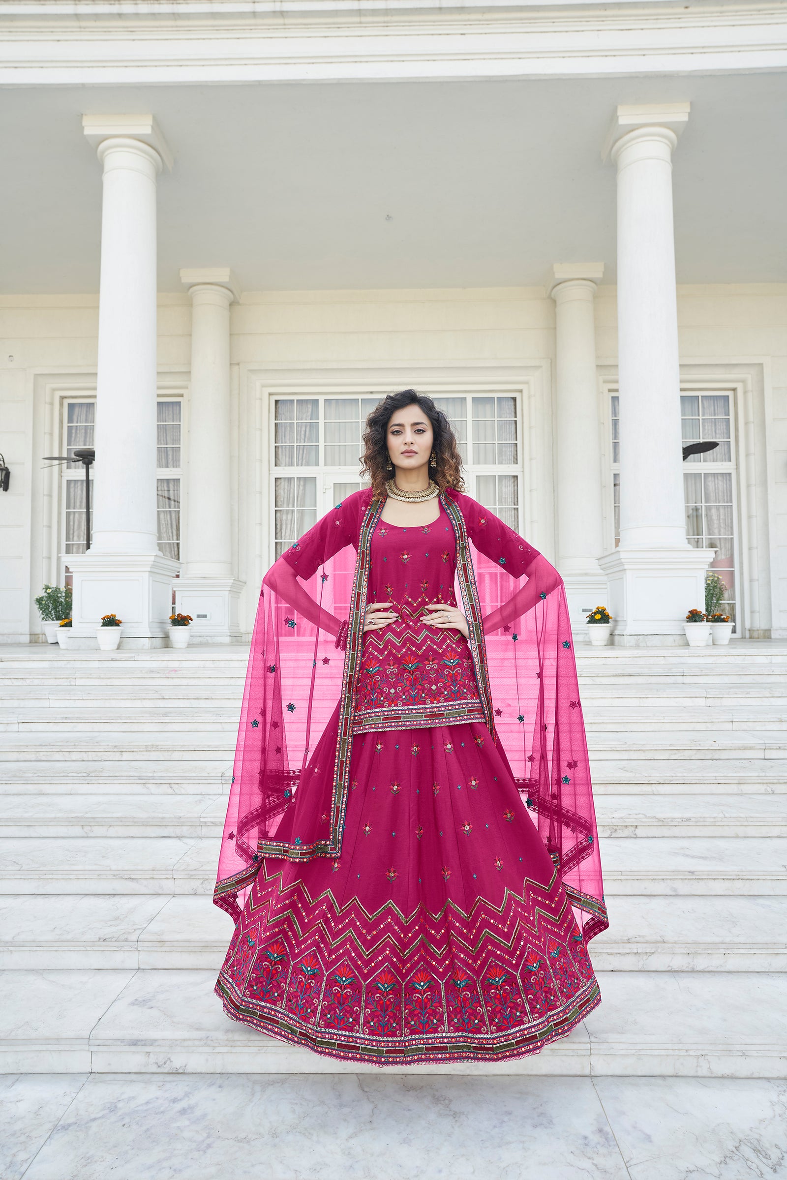 Deep Pink Color Gota Patti Work Designer Lehenga Suit Clothsvilla